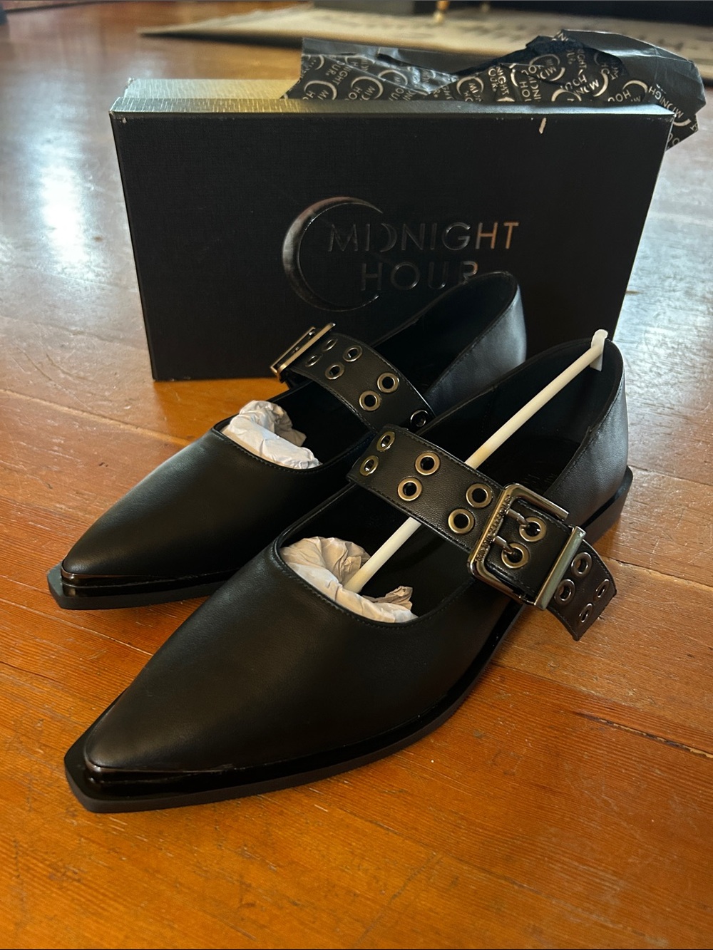 Midnight Hour Salem Buckle Pointed Mary Jane Flats 9 NIB Whimsygoth goth